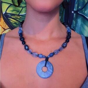 Vintage Blue Beaded Mommy Necklace
